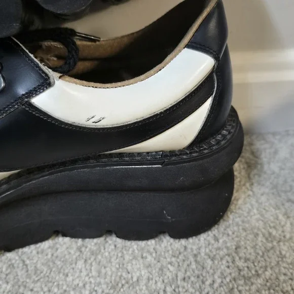 Vintage FLUEVOG Bunks Womens (9) 90s Black White Creeper Platform Rave Club - Picture 10 of 14